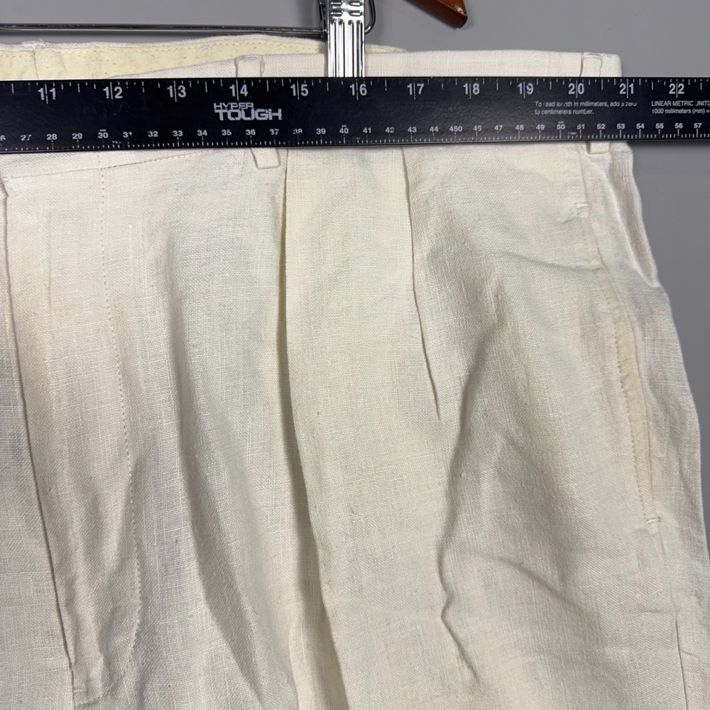 Polo Ralph Lauren Pleated Pants Trousers Mens Size 42 100% Linen White Old Money - Picture 8 of 11